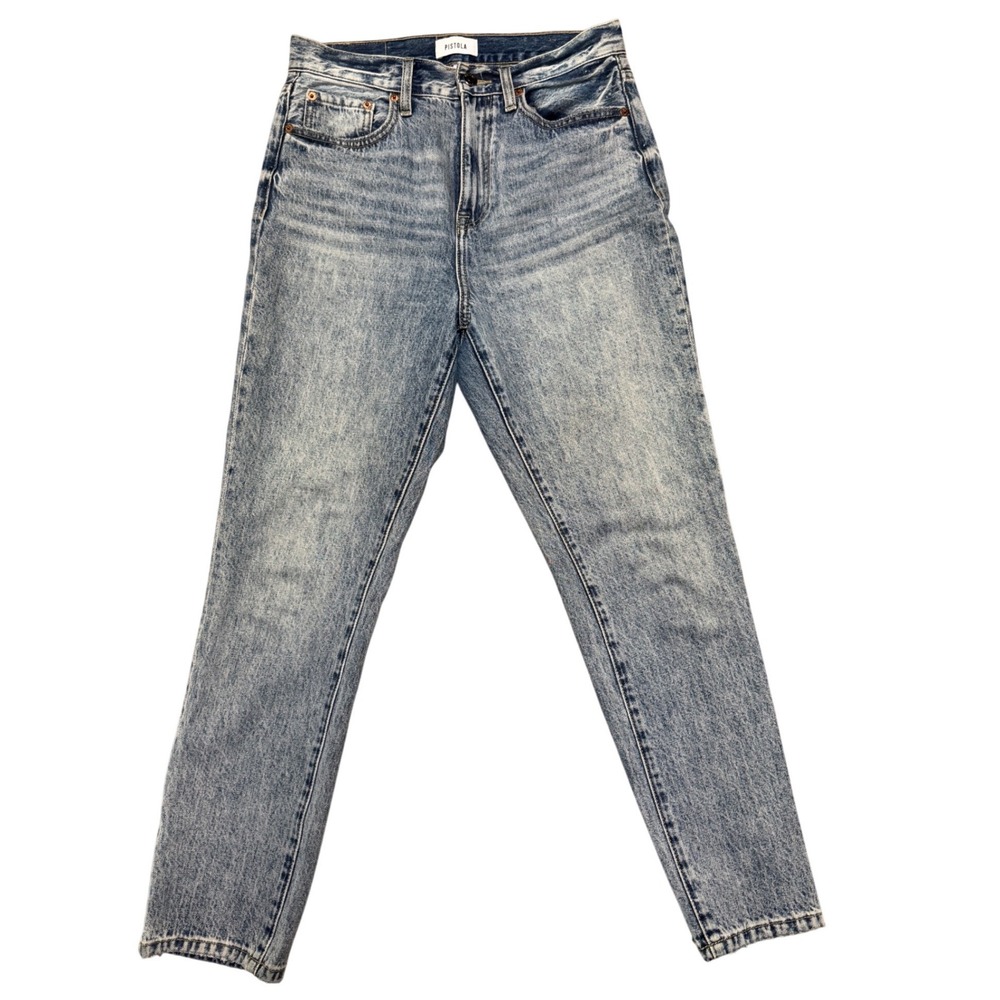 Pistola High Rise Straight Leg Jeans Light Acid Wash 28
